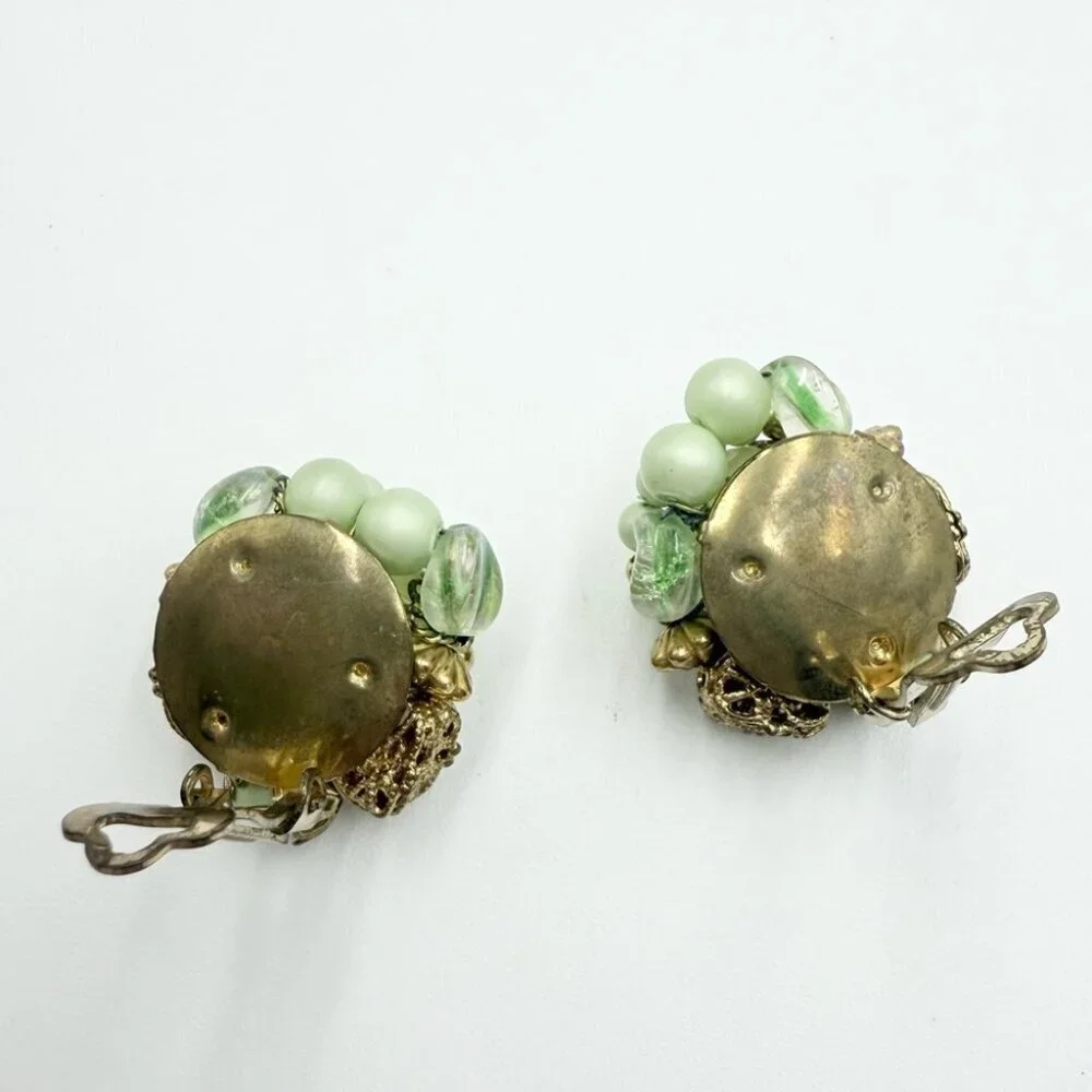 Vintage Beaded Clip on Earrings Ring Sets